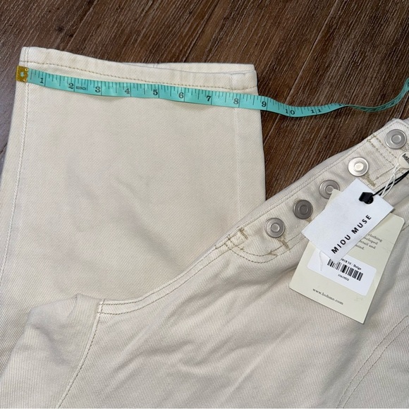 Miou Muse High Rise Barrel Pants Cream Baggy Relaxed Button Fly - Picture 4 of 12